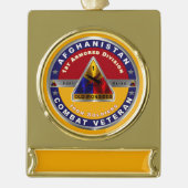 1e Armored Division Afghanistan Veteraan Verguld Banner Ornament (Voorkant)