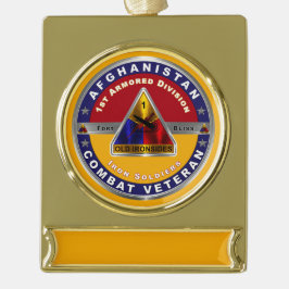 1e Armored Division Afghanistan Veteraan Verguld Banner Ornament