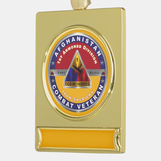 1e Armored Division Afghanistan Veteraan Verguld Banner Ornament (Links)