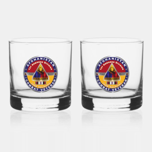 1e Armored Division Afghanistan Veteraan Whisky Glas (Voorkant)