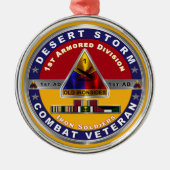 1e Armored Division Desert Storm Veteran Metalen Ornament (Voorkant)