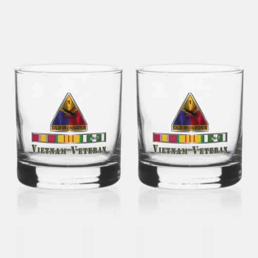 1e Armored Division Vietnam Veteraan Whisky Glas (Voorkant)