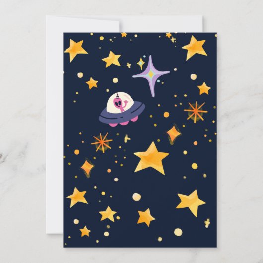 1e astronaut vlucht Rocket Verjaardag uitnodiging (Achterkant)