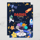 1e astronaut vlucht Rocket Verjaardag uitnodiging (Voorkant / Achterkant)