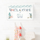 1e Baby Boy Schattigee Waterverf Blue Ocean Welkom Spandoek (Insitu)