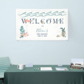 1e Baby Boy Schattigee Waterverf Blue Ocean Welkom Spandoek (Beurs)