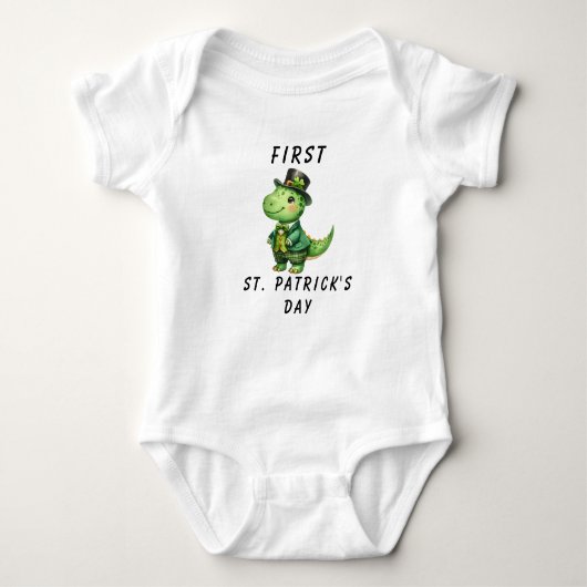 1e Baby Boy St. Patrick's Day Dinosaurus Romper (Voorkant)