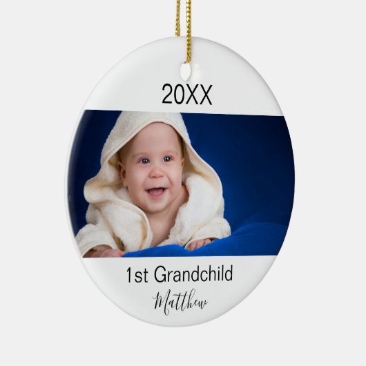 1e baby foto grootouders keramisch ornament (Rechts)