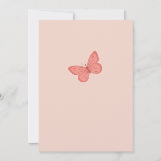 1e Baby Meisje Roze Vlinder Bloemen Dank u kaart (Achterkant)