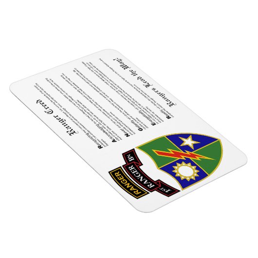 1e bataljon - 75e Ranger met Tab Magnet 4x6 Magneet (Rechterzijde)