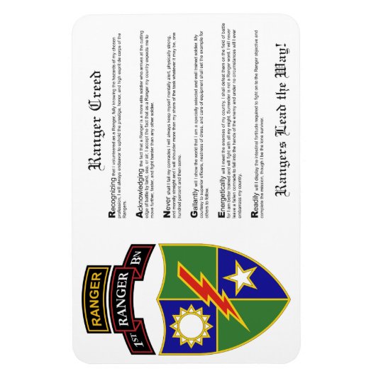 1e bataljon - 75e Ranger met Tab Magnet 4x6 Magneet (Verticaal)