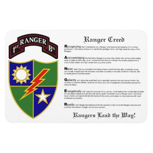 1e bataljon - 75e Ranger Regiment Magnet 4x6 Magneet (Horizontaal)