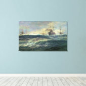 1e Battle Squadron van Dreadnoughts Canvas Afdruk (Insitu (Houten vloer))