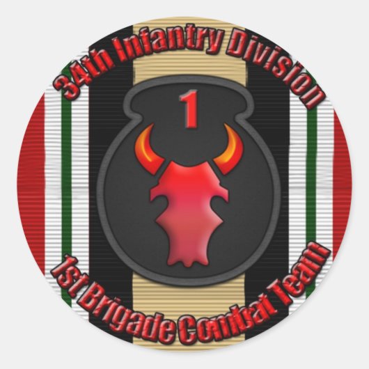 1e BCT 34e ID Ronde Sticker (Voorkant)