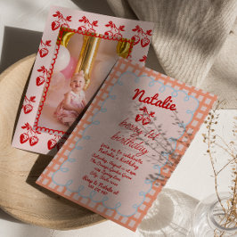 1e Berry Hand Getrokken Aardbei Foto Verjaardag Kaart