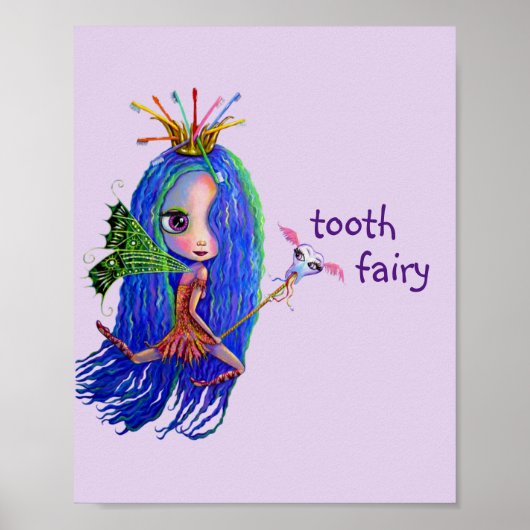 1e bezoek van de tandfee Schattige grote ogen pop Poster (Voorkant)