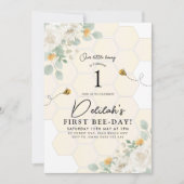 1e Bij-dag Hommel Meisjes Verjaardag Honing Bloem Kaart (Voorkant)