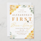 1e Bijendag Bee Verjaardag Meisje Bloemen Kaart (Voorkant)