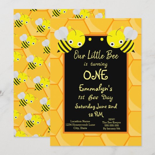 1e Bijendag Honing Verjaardag Kaart (Voorkant / Achterkant)