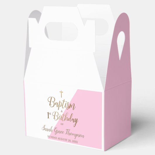 1e Birthday baptisme Roze baby girl Favor Box Bedankdoosjes (Geopend)
