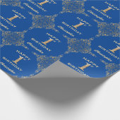 1e Birthday Blue en Gold Glitter Lijst Cadeaupapier (Hoek)