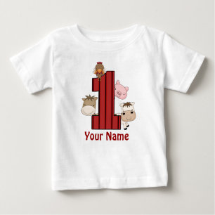 1e Birthday Boerderij Gepersonaliseerd T-shirt