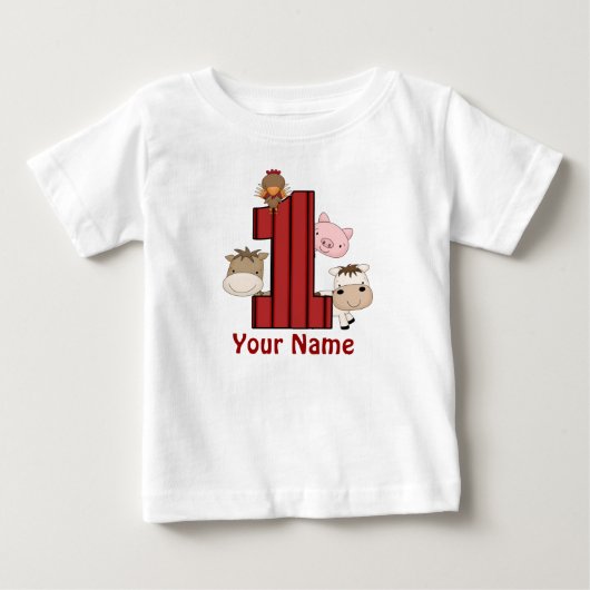 1e Birthday Boerderij Gepersonaliseerd T-shirt (Voorkant)