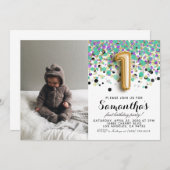 1e Birthday Confetti Portret Kaart (Voorkant / Achterkant)