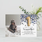 1e Birthday Confetti Portret Kaart (Staand voorkant)