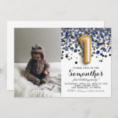 1e Birthday Confetti Portret Kaart (Voorkant / Achterkant)