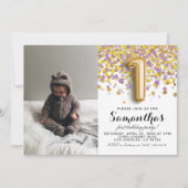 1e Birthday Confetti Portret Kaart (Voorkant)