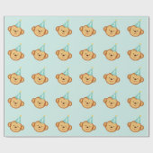1e 'Birthday Cute Monkey Wrapping Paper' Cadeaupapier (Vlak)