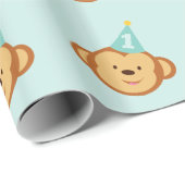 1e 'Birthday Cute Monkey Wrapping Paper' Cadeaupapier (Rol Hoek)