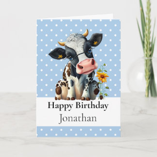 1e BIRTHDAY Dairy KOE BOY Blue KAART