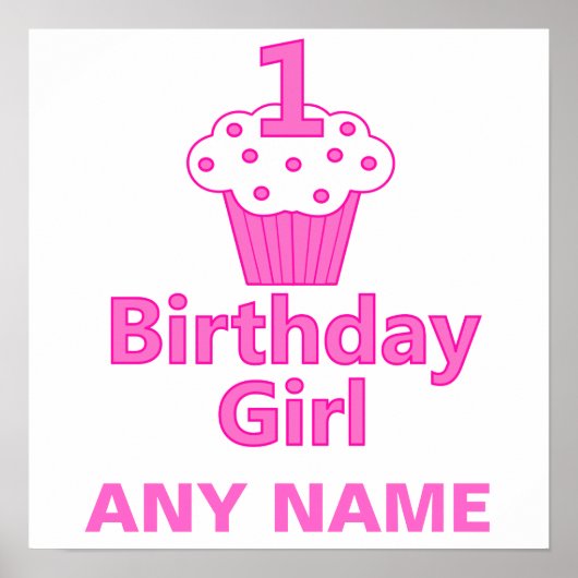 1e 'Birthday Girl Cupcake'-ontwerp Poster (Voorkant)