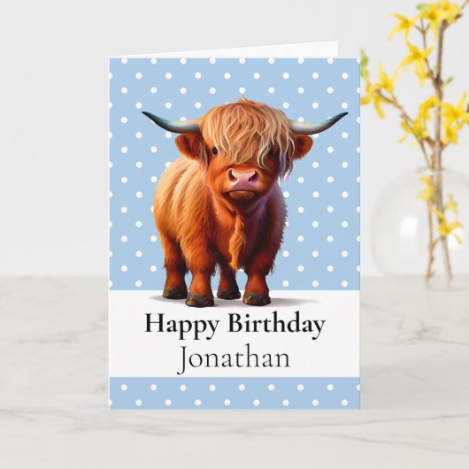 1e BIRTHDAY LONG HAIR KOE BOY Blue KAART (Gele Bloem)