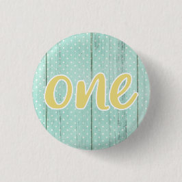 1e Birthday Mint & Yellow Polka Dot One Button