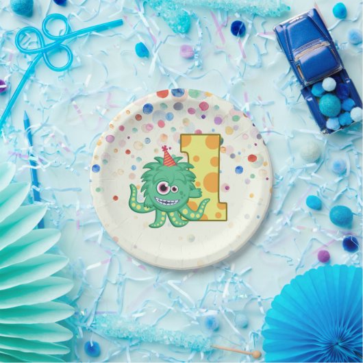 1e Birthday Monster Papieren Bordje (Feest)