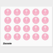 1e Birthday Pink and White Hot Air Ballon Ronde Sticker (Vel)