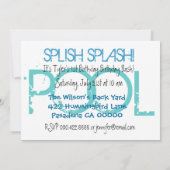 1e Birthday Pool Party Blue White Sjabloon Kaart (Achterkant)