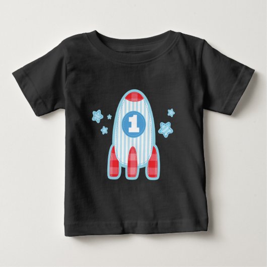 1e Birthday Rocket Space T-shirt (Voorkant)