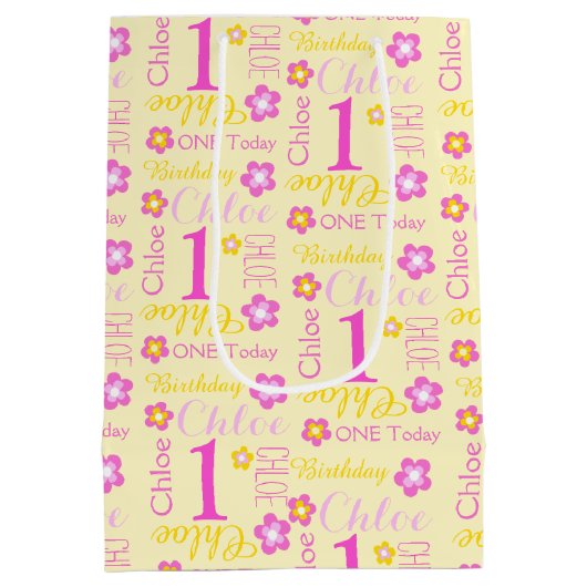 1e Birthday roze gele speciale cadeautas (Achterkant)