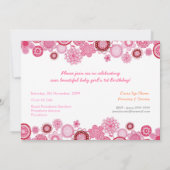 1e Birthday roze partijfotokaart Kaart (Achterkant)