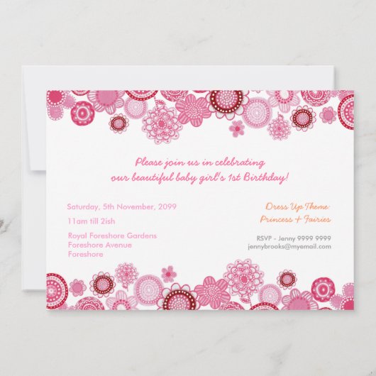 1e Birthday roze partijfotokaart Kaart (Achterkant)