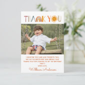 1e Birthday Sunshine Waterverf Dank je wel Bedankkaart (Staand voorkant)