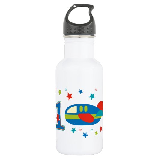 1e Birthday-vliegtuig Waterfles (Voorkant)
