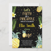 1e Black Ananas Verjaardag Uitnodigingen (Voorkant)