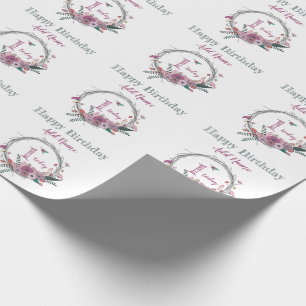 1e bloem op de geboorte cadeaupapier