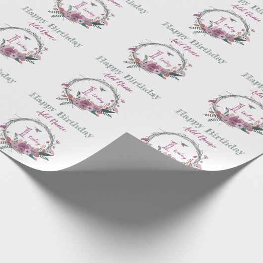 1e bloem op de geboorte cadeaupapier (Hoek)