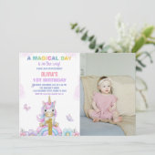 1e Bloemeneenhoorn Verjaardag Uitnodigingen met fo (Staand voorkant)